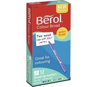 Berol Colour 2057596 Broad Fibre Tipped Pens - Assorted Colours (12 Pack)