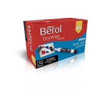 Berol Dry Wipe Chisel Tip Whiteboard Marker - Black (Pack of 12)