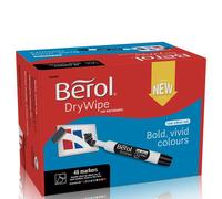 Berol Dry Wipe Whiteboard Marker Pens Assorted colours Chisel Tip Pack of 48