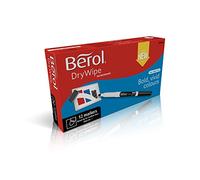 Berol Dry Wipe Whiteboard Marker Pens | Broad Tip | Black Low-Odour Ink | 12 Dry Erase Markers
