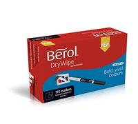 Berol Dry Wipe Whiteboard Marker Pens Broad Tip Black Low-Odour Ink 192 Dry Erase Markers