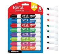 Berol Dry Wipe Whiteboard Marker Pens | Chisel Tip | Assorted Colours | 8 Count Dry Erase Markers