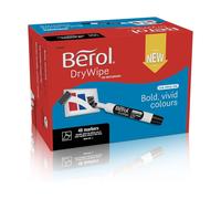 Berol Dry Wipe Whiteboard Markers Chisel Tip 2.5mm Black Pack of 48 (1984887)