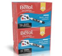 Berol DryWipe Whiteboard Markers - Bullet Tip, Low-Odour Ink, Assorted Colours, Pack of 96 (1984869)
