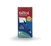 Berol Felt Tip Colouring Pens | Broad Point (1.2mm) | Assorted Colours with Washable Ink | 12 Markers