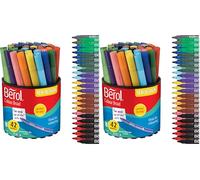 Berol Felt Tip Colouring Pens | Broad Point (1.2mm) | Assorted Colours with Washable Ink | Tub of 42 Markers (Pack of 2)