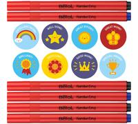 Berol Handwriting Pen Stick (3x Black - 3x Blue with Reward Stickers)