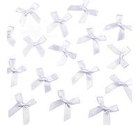 Berolle 100 PCS White Satin Ribbon Bows Mini Bows Double Sided Satin Bows for Sewing Craft DIY Clothing Decoration