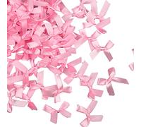 Berolle 100 Pieces Pink Satin Ribbon Bows Mini Bows for DIY Craft Wedding Decoration Card Making Embellishments Assorted Color, 7mm Wide, Double Sided Satin