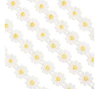 Berolle 5 Yards 2.5 cm Width Yellow Daisy Lace Trim Ribbon Flower Lace Edge Trim Ribbon Daisy Applique Sewing Dressmaking Edging Trimmings for DIY Crafts Party Decor Clothes Embroidery