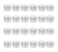 Berolle Metal Candle Tin with Lids - Empty Containers with Screw Lids for DIY Candle Making (Silver, 24 Pieces)