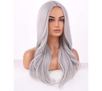 BERON Silver Wig Long Wavy Wigs for Women Natural Curly Grey Heat Resistant Synthetic Hair Wigs for Cosplay Party Daily Use