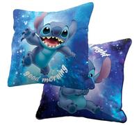 BERONAGE Lilo & Stitch Out of The World Cushion 40 x 40 cm Reversible Cushion Good Morning Good Night 100% Polyester Soft Fluffy Sofa Cuddly Cushion Children Decoration Disney Gift