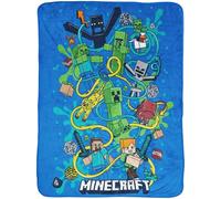 BERONAGE Minecraft Slurp Blanket 150 x 200 cm 100% Polyester Fluffy Flannel Fleece Cuddly Blanket Sofa Blanket Children Adults Gaming Gamer Gift Licensed Product