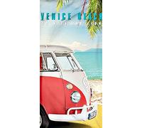 BERONAGE Volkswagen VW Camper Van Bus T1 Beach Towel 75 x 150 cm 100% Cotton Velour Quality Campervan Bus T1 Beach Towel Bath Towel Bath Towel Sauna Towel California Retro 067