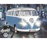 BERONAGE VW Volkswagen Door Mat Bulli Originals Blue 50 cm x 70 cm Bus Campervan Dirt Trapper Mat with Non-Slip PVC Underlay Doormat Doormat Door Scraper Outdoor and Indoor Easy Care