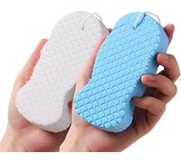 Berosely Radiant Skin Sponge - 3D Super Soft Exfoliating Bath Sponge, Soft and Skin-Friendly, Not Easy to Deform, Scrub, Exfoliated, Reusable Sponge (2 Pcs White+Blue)