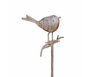 Berpar Robin on Stick Garden Ornament - Large Metal Tin British Robin Bird Statue, Rustic Outdoor Animal Figure on Stake for Garden, Lawn, Patio, Flower Beds, Borders & Wildlife-Inspired Garden Décor