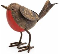 Berpar Rustic Metal Robin Garden Ornament - Vintage Tin Bird Outdoor Decor, Weather Resistant Distressed Finish Patio & Planter Decoration