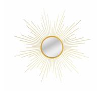 Berpar Wall Mirror 60cm Gold Starburst Metal Decorative Mirror - Modern Geometric Wire Frame Wall Mounted Mirror for Living Room, Bedroom, Hallway & Entryway Home Décor