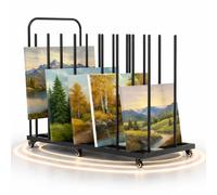 BERPET Heavy-Duty Art Storage Rack with Wheels, Large Metal Organizer for Canvas, Panels, and Artwork - Mobile Rolling Art Drying & Display Stand for Studio, Classroom, and Gallery