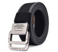 Berreri Canvas Mens Belts Military Webbing Double D Ring Adjustable Buckle Dual Colour Nylon Trouser Jeans Belt (Black/Grey)
