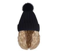 Berretto Con Capelli, Berretto In Maglia Con Parrucca - Morbido e Traspirante Senza Tesa, Accessorio Invernale Per Libero, Pendolari e Viaggi