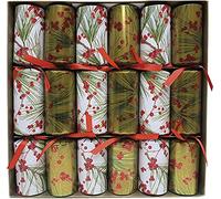Berries and Pine by Karen Kluglein Caspari Luxury Christmas Crackers 6 x 12 inch Crackers per Box - Caspari Yuletide Cheer - Christmas Crackers-12 Inch Long/6In