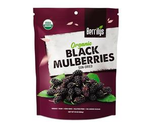 Berrilys Sun-Dried Black Mulberries 280 gr - Gluten-Free, No Preservatives or Additives, Dried Fruit, Ideal Alternative to Raisins, Goji Berries, Dried Figs, Cherries & Dates
