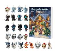 Berriphonia Christmas Countdown Calendar, Count Up To Christmas Dragon Calendar 24-ready, 2D Flat Seasonal Scene Accessories For Friends Combining Kindness And Love