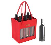 Berriphonia Felt Wine Knock Bag | Wine Bags for Travel with Handle | Leak-proof Wine Knock Bag, Wine Holder Bag for Travel and Safe for Red Wine 6 Liquid, red, see description, See description