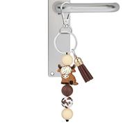Berriphonia Key Ring with Hand Strap - Cow Silicone Beads Tassel Pendant - Funny Key Ring in Animal Shape | As a Pendant for Mobile Phone, Purse, Backpack, Carry Bag and Suitcase