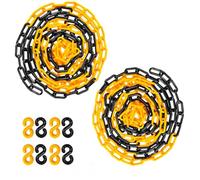 Berry 10 Meter 8MM Plastic Chain - Yellow and Black, Plastic Barrier Chain with 4 Connectable Hooks, Safety Chain for Crowd Control, Construction Sites, Driveway, Garden - Set of 2
