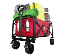 Berry 100L Festival Trolley on Wheels | Folding Trolley with Wheels | 220lbs Collapsible Foldable Wagon Trolly for Beach Festivals Garden Picnic Shopping Fishing & Camping - Red