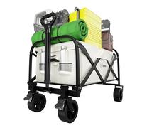Berry 100L Festival Trolley on Wheels | Folding Trolley with Wheels | 220lbs Collapsible Foldable Wagon Trolly for Beach Festivals Garden Picnic Shopping Fishing & Camping - Beige