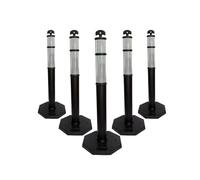 Berry 110CM Delineator Post with T-Top | 44" Traffic Safety Bollard with Rubber Base | Reflective Black Traffic Post for Roadside, Parking Lot, Driveway, Construction Sites - 5 Posts