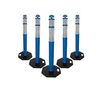 Berry 110CM Delineator Post with T-Top | 44" Traffic Safety Bollard with Rubber Base | Reflective Blue Traffic Post for Roadside, Parking Lot, Driveway, Construction Sites - 5 Posts