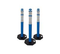 Berry 110CM Delineator Post with T-Top | 44" Traffic Safety Bollard with Rubber Base | Reflective Blue Traffic Post for Roadside, Parking Lot, Driveway, Construction Sites - 3 Posts