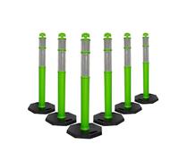 Berry 110CM Delineator Post with T-Top | 44" Traffic Safety Bollard with Rubber Base | Reflective Green Traffic Post for Roadside, Parking Lot, Driveway, Construction Sites - 6 Posts