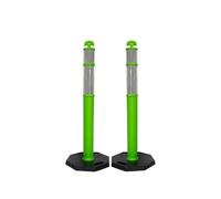 Berry 110CM Delineator Post with T-Top | 44" Traffic Safety Bollard with Rubber Base | Reflective Green Traffic Post for Roadside, Parking Lot, Driveway, Construction Sites - 2 Posts