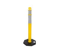 Berry 110CM Delineator Post with T-Top | 44" Traffic Safety Bollard with Rubber Base | Reflective Yellow Traffic Post for Roadside, Parking Lot, Driveway, Construction Sites - 1 Post