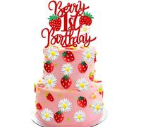 Berry 1st Birthday Cake Topper Decoration Dasiy Flower Sweet Fruit Theme First Birthday Strawberry Baby Shower Birthday Party Supplies