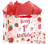 Berry 1st Birthday Gift Bag with Wrapping Paper and Card Berry First Birthday Decorations