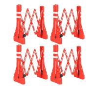 BERRY 2.3 M Retractable Safety Barrier | Heavy-Duty Expandable Plastic Crowd Control Gate with Reflective Strips | Portable Traffic Barrier for Warehouses, Car Parks, and Construction Sites, 4 Pcs Set