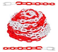 Berry 20 Meter 8MM Plastic Chain - Red & White | Durable Plastic Barrier Chain | Safety Chain for Crowd Control, Construction Sites, Hazardous Areas, and Decorating