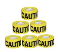 Berry 200 Meter Caution Warning Tape - Yellow | 3 Inch Wide Non-Adhesive Barrier Tape | High-Visibility Safety Tape for Construction Sites, Roads, and Hazardous Areas - Set of 5