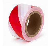 Berry 200M Warning Tape - Red & White | Safety Barrier Roll | 2 Inch Non-Adhesive Caution Tape | 30 Mic Durable Plastic Barrier for Marking Hazard Zones, Construction Sites, Roads & Work Areas