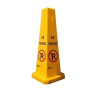 Berry 4-Sided No Parking Cone | Highly Visible Yellow Warning Sign | 67CM Freestanding Floor Safety Cone for Driveways, Garages, Loading Bays, Private Parking & Commercial Use
