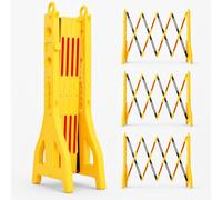 Berry 4Pcs Expandable Mobile Barrier for Safety - Yellow & Black | Plastic Extendable Folding Barricade | Portable Barrier for Temporary Pedestrian Safety for Events, Schools, Maintenance Works