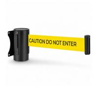 Berry 5 Meter Caution Do Not Enter Queue Barrier Belt | Wall-Mounted Retractable Yellow Warning Belt with Black Print | Metal Crowd Control Barrier for Doorways, Events & Restricted Areas